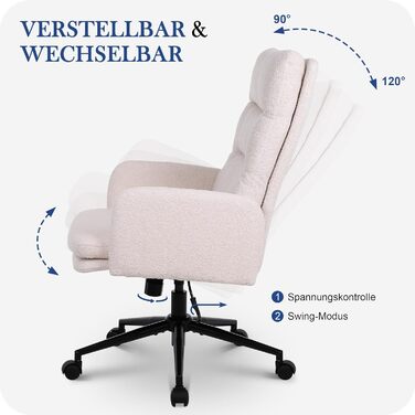 Робоче крісло, офісне крісло зі штучного хутра, крісло для туалетного столика, обертове крісло з регульованою висотою, ергономічне комп&39ютерне крісло для навчання, спальня, офіс, домашній офіс, бежевий, сучасний