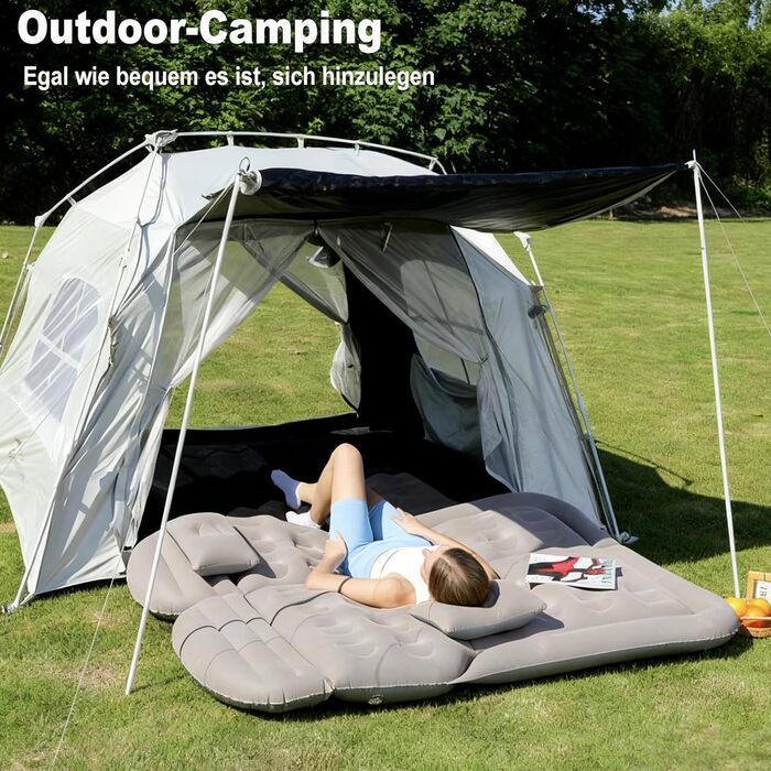 Надувний матрац для позашляховика, надувний матрац для заднього сидіння вантажівки - складний надувний матрац з електричним насосом, портативний надувний матрац для дому, намету, кемпінгу, подорожей (світло-сірий)