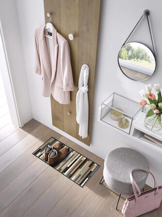 Килимок для дверей Mikado Stripes Nature 35x75 см, для приміщень, можна прати, різнокольоровий 35 x 75 см (прямокутний)