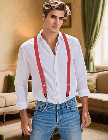 Підтяжки Ausukler Extra Strong 2,5 см з карабін-гачками червоний