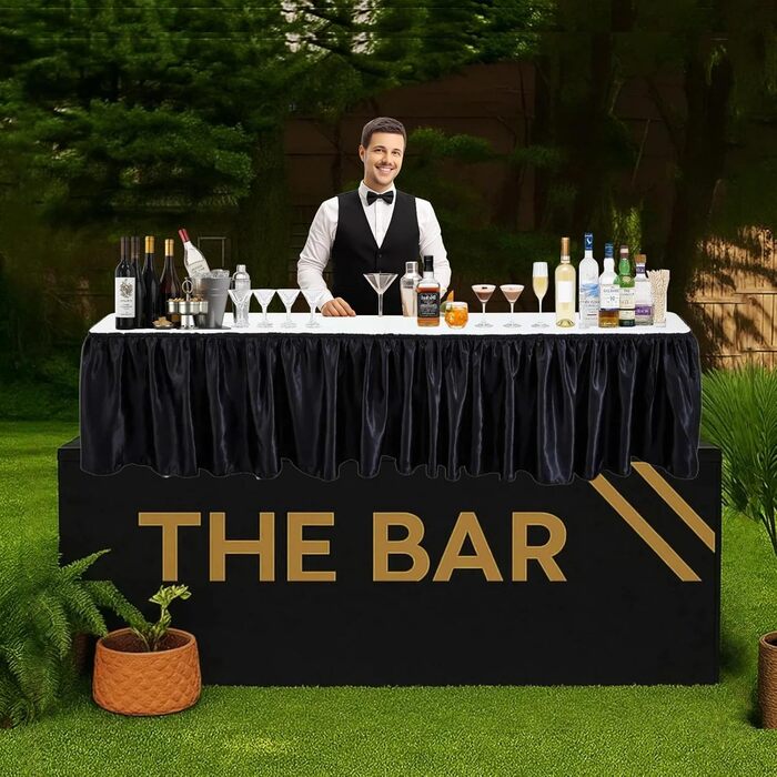 Столи для стояння, барні підставки з спідницею, мобільний розкладний стіл, складаний, портативний, для банкетів, заходів, дому, вечірок, пікніків, ресторанів (стіл не входить до комплекту), білий, 1,8 м білий/розкішний сад 6 футів