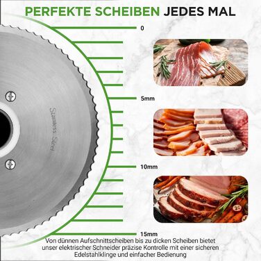 Електричний універсальний слайсер NutriChef 200 Вт машина для нарізки хліба, м'яса, сиру, овочів та фруктів, ніж 19 см, товщина нарізки 015 мм, знімне лезо з нержавіючої сталі, компактний та легкий у догляді