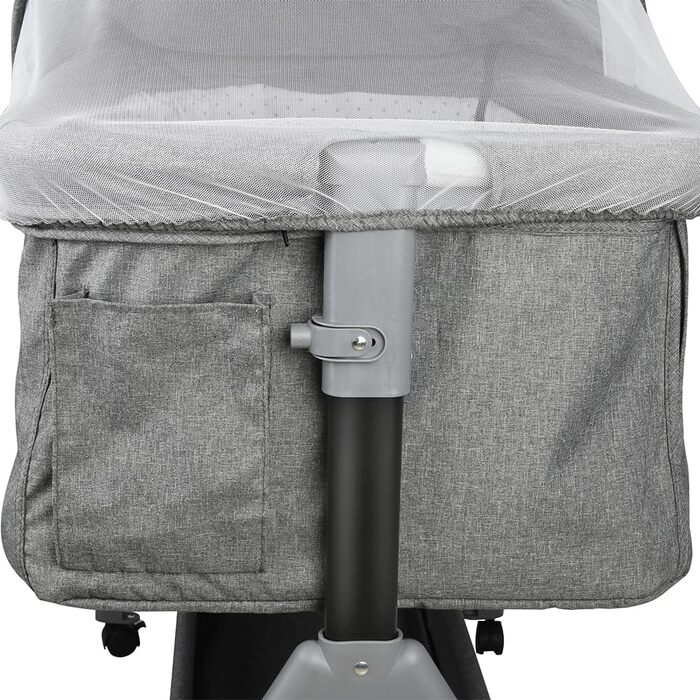 Дитяче ліжечко 3-в-1, дитяча колиска та дорожнє ліжечко, 4-рівневе регулювання висоти дитячого ліжечка, відкидне ліжко, колиска для дітей вагою до 25 кг - 104 x 52 x 100-110 см - Білизняно-сірий колір