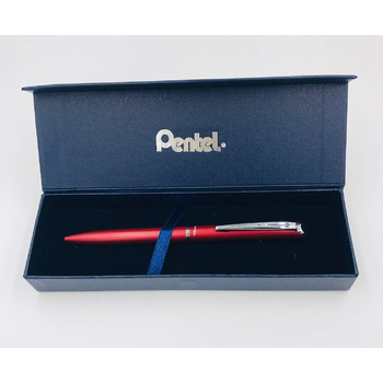 Ручка для роликів Pentel BL2007 EnerGel, висувна, наконечник 0.7 мм, корпус металевий, матовий, червоний подарункова коробка матовий / червоний