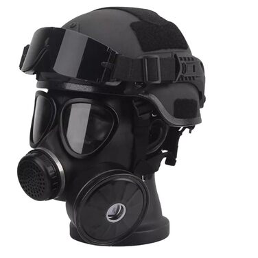 Комплект шоломів-протигазів, шолом з ABS-пластику, протигаз може фільтрувати шкідливі гази та забезпечує кращий захист під час тактичних ігор, чорний
