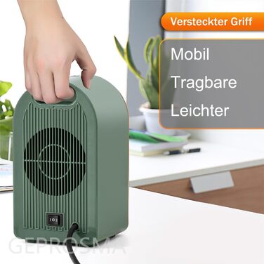 Маленький, енергозберігаючий, портативний вентилятор-обігрівач для ванної кімнати, міні-керамічний PTC-обігрівач, електричний/термометр/безполум&39яний/тихий/1200 Вт/800 Вт, захист від перегріву та перекидання, підключається до мережі