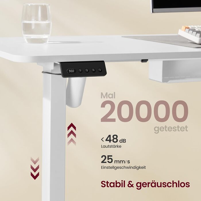 Електричний письмовий стіл з регульованою висотою, L-подібний кутовий стіл, 140 x 160 см, із зарядною станцією, функція пам&39яті з 2 висотами, для домашнього офісу, хмарно-білий-матово-білий LSD264W01 хмарно-білий матово-білий