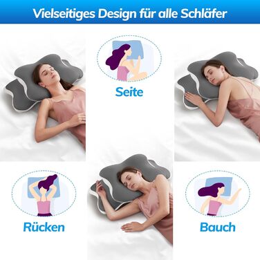 Ортопедична подушка, подушка з піни з ефектом пам&39яті, ергономічна подушка для голови зменшує біль у шиї та головний біль, подушка для підтримки шиї для сну на боці, спині та животі, дихаюча та яку можна прати