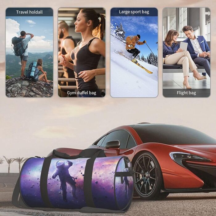 Спортивна сумка для подорожей, сумка-дорожня, з принтом космонавта, на нічліг, чорна, універсальний розмір, дорожня сумка