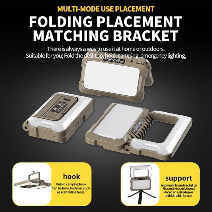 Телескопічний кемпінговий ліхтар LIXADA, акумуляторний світлодіодний багатофункціональний кемпінговий ліхтар ємністю 4800 мАг, портативний наметовий ліхтар зі штативом, водонепроникний, висувний, складаний, для піших прогулянок та подорожей (підтримує пов