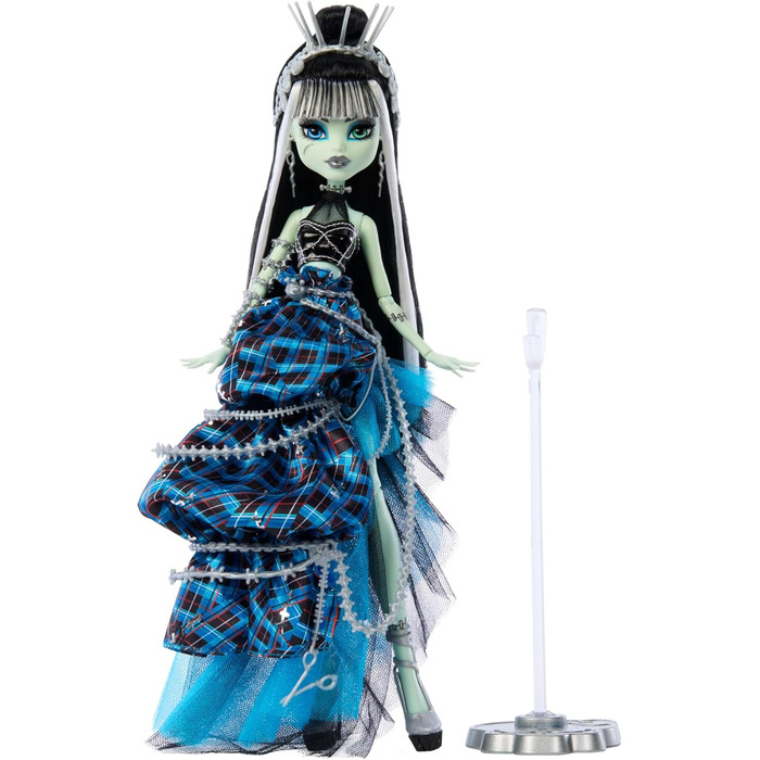 Лялька Monster High Stitched in Style Френкі Штайн - Гуль з детальним виглядом, видимими швами, спідницею з рюшами та туфлями на шпильках у техніці печворк, для шанувальників та колекціонерів, HRL66