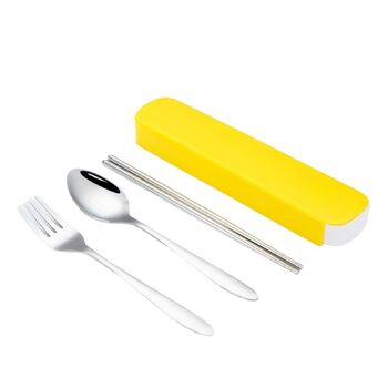 Загальний набір столових приборів з 4 предметів для подорожей, кемпінгу, портативний посуд з нержавіючої сталі, палички для їжі, ложка, виделка, ніж для стейку з футляром для зберігання