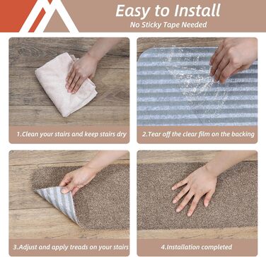 Килим COSY HOMEER, нековзний, 71,1 x 22,9 см, доріжка для дерев&39яних сходів, килимки для сходів для дітей та собак, основа 100 поліестер TPE, 15 шт. , бежевий, захищає підлогу 15 шт. бежевий