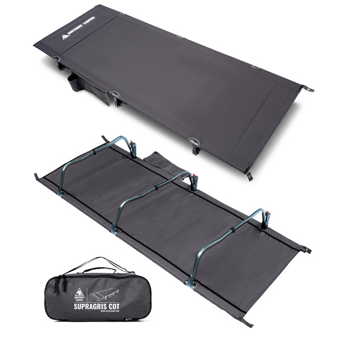 Складане похідне ліжко, портативне кемпінгове ліжко, легке, складне кемпінгове ліжко до 180 кг для намету, для активного відпочинку на природі, для подорожей, саду, офісу (190 70 18 см) сірого кольору