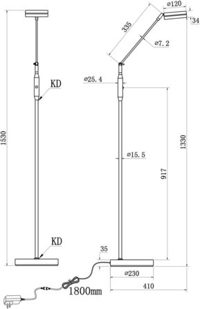 Світлодіодний торшер Trio Lights Franklin 426510208, Метал в т.ч. 35 Вт LED, Зміна кольору, Диммер (нікель-матовий, торшер)