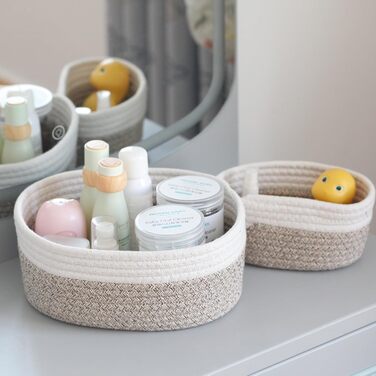 Набір коробок для зберігання з 4 шт. , кошик для в&39язання з бавовняної мотузки, кошики, коробка для зберігання, подарунковий кошик, порожній кошик для зберігання, кошик для зберігання, для ванної кімнати, ванни, пеленального столика, кошик для іграшок-о