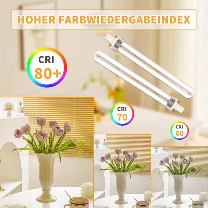 Контактна компактна люмінесцентна лампа 11 Вт, теплий білий 2700K, 890 лм, G23 2-контактні CFL енергозберігаючі лампи, U-подібна трубка, підходить для вітальні, спальні, коридору, без затемнення, 2 шт., 23 2-