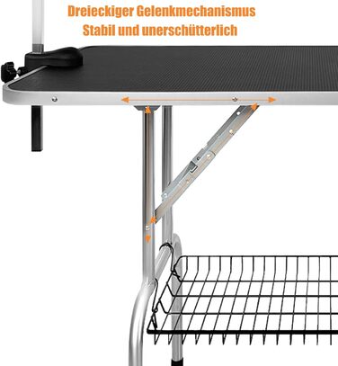 Стіл для грумінгу собак LARS360, стіл для грумінгу собак, стіл для купання собак, стіл для грумінгу пуделів, стіл для стрижки собак - регульована висота, нековзне покриття, вантажопідйомність до 100 кг (великий розмір) 113 x 60 x 76 см