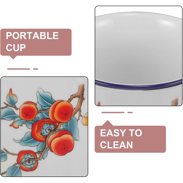 Емальована кружка Ciieeo Vintage Coffee Cup з кришкою, товстостінна емальована кружка для пиття, портативна чашка для води на відкритому повітрі для кемпінгу, офісу та дому