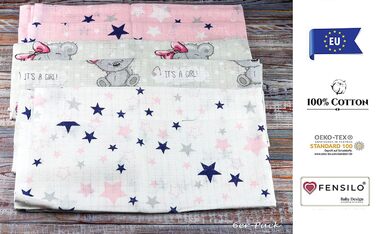 Муслінові серветки - муслінові пелюшки - упаковка 6 70x80 см - тканинні пелюшки, ЗРОБЛЕНІ В ЄС, перевірені на вміст шкідливих речо