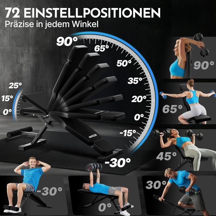 Силова лава NEOLYMP для домашнього використання, вантажопідйомність до 450 кг, складна та регульована, чохол під карбон із 72 варіантами регулювання, включаючи доступ до електронної книги та додатку ідеально підходить для жиму лежачи та силових тренувань.