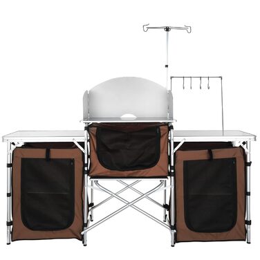 Кухонна шафа для кемпінгу VEVOR 174 x 176 x 46 см, настільна кухня з лампою та гачками, дорожня кухня, складна кухонна коробка для кемпінгу, пікніків тощо.