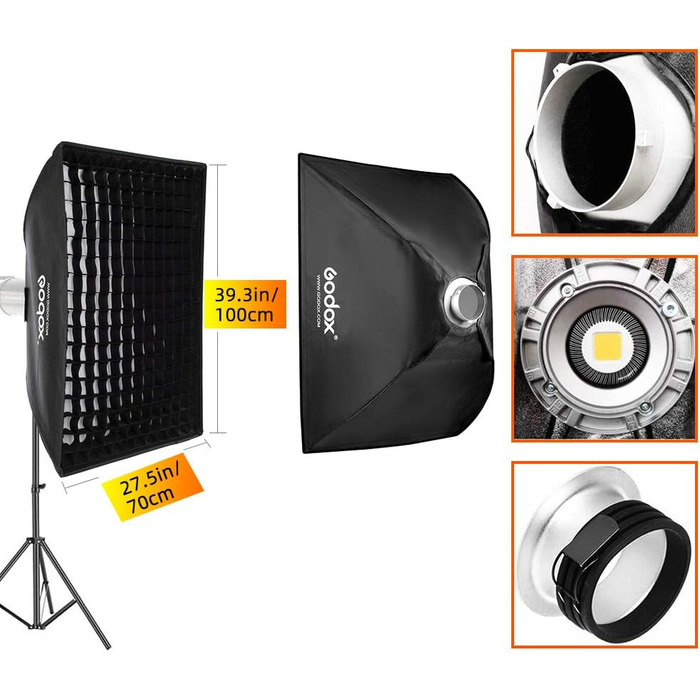 Прямокутний софтбокс Honeycomb Grid Softbox з Bowens для портретної студії Blitz Speedlite Softbox (SB-FW70X100), 70X100