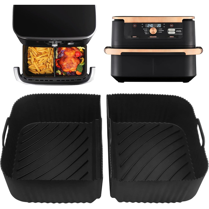 Силіконова форма для випічки YQL для фритюрниці Ninja Foodi Flexdrawer 10.4 л, 2 шт. и аксесуарів Аерофритюрниця Аерофритюрниця Силіконова форма для Ninja AF500EU AF500EUCP Black