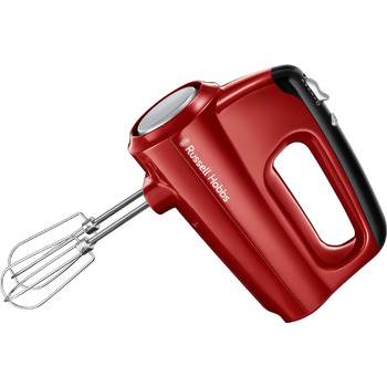 Ручний міксер Russell Hobbs ручний міксер Desire Red (5 рівнів швидкості функція турбо, 2 вінчики для посудомийної машини та гачки для тіста, кнопка виймання, вертикальне паркувальне положення) Ручний міксер 24670-56 Ручний міксер Desire одинарний