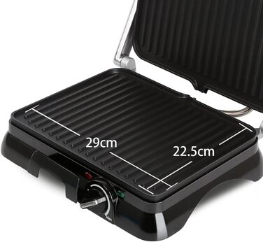 Контактний гриль Panini Grill, Бутербродниця, 2000 Вт, нержавіюча сталь з антипригарним покриттям, 180 градусів відкидний, контроль температури, ОДНОРАЗОВА УПАКОВКА., 30KLU- XXL