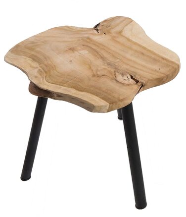 Журнальний столик з тикового дерева 44 см Табурет Коричневий Чорний Тумбочка з масиву дерева Декоративний столик Унікальна стільниця з тикового дерева різних форм Диванний столик Вітальня Спальня