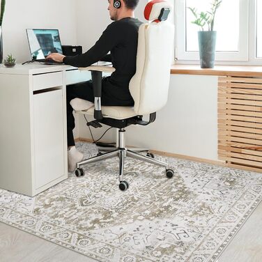 Захисний килимок для офісних стільців Famibay, 120x150 см, бежевий/коричневий, стиль бохо, нековзний килимок для паркету та твердих підлог, плитка, висока щільність, миється, стійкий до подряпин, коричневий, 120 x 150 см