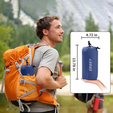 Килимок для кемпінгу для 2 осіб, 200x135 см, надлегкий, надувний матрац, килимок для сну з ножним насосом, складний килимок для сну з подушкою, темно-синій, двоспальний