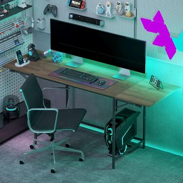 Комп&39ютерний стіл HOMCOM розкладний 170 x 58 см, сучасний дерев&39яний стіл з 2 відкидними клапанами для 2 моніторів, робочий простір для спальні, невеликих кімнат, горіхове дерево