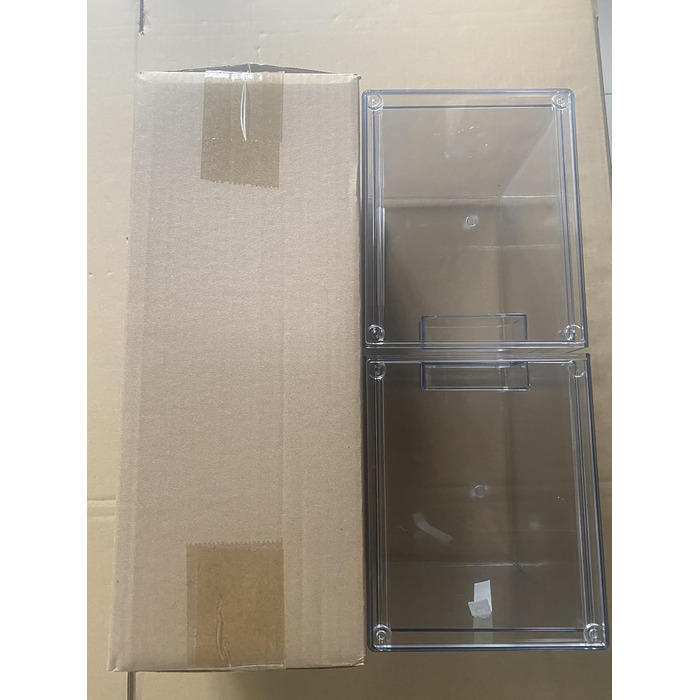 Штабелюваний органайзер для косметики та зберігання, прозорі акрилові шухляди для косметики з ручками для туалетного столика, під стільницею, кухонних шаф, комори, організації дому та зберігання, 2 шт.