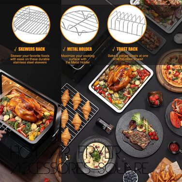 Аксесуари для квадратної безмасляної фритюрниці об'ємом 5,5 л. 12 упаковок, підходить для COSORI/PRINCESS/INNSKY/PROSCENIC/PHILIPS 5,2 л 5,5 л 5,7 л і більше, усі марки квадратних фритюрниць, без бісфенолу А