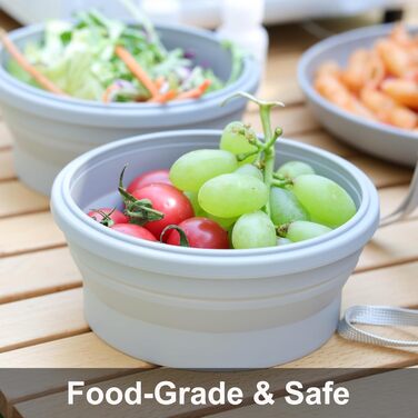 Набір столових приборів для кемпінгу, тарілки, миски, чашки для 2 осіб, складний портативний набір кемпінгових тарілок і мисок, набори кемпінгового посуду для кемпінгу, подорожей та активного відпочинку, сірий, 2 особи