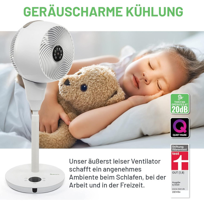 Настільний вентилятор MEACO MeacoFan 1056P - потужний, енергоефективний, енергозберігаючий, тихий, охолоджуючий вентилятор для спа