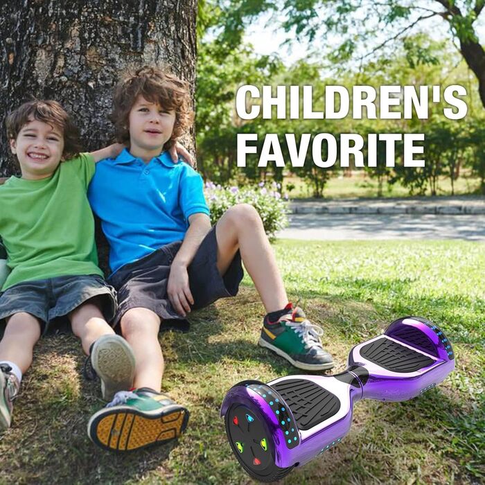 Гіроскутери GeekMe 6,5 дюймів з двома двигунами, 2 колесами та світлодіодними ліхтарями, Bluetooth, фіолетовий колір