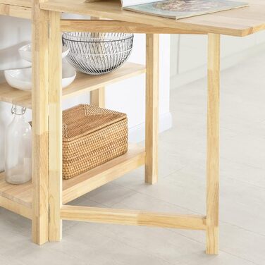 Розкладний обідній стіл SoBuy FWT70-N з полицею, обідній стіл з каучукового дерева, розкладний кухонний стіл, письмовий стіл, дерев&39яний стіл для кухні, їдальні, приблизні розміри 98 x 126 x 60 см (Ш x В x Г)