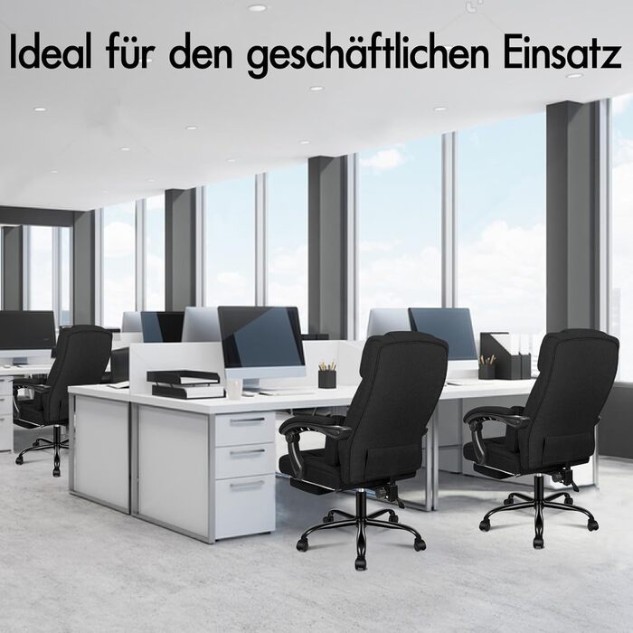 Ергономічне офісне крісло ALFORDSON серії Black Linen BOSS з кутом нахилу 150°