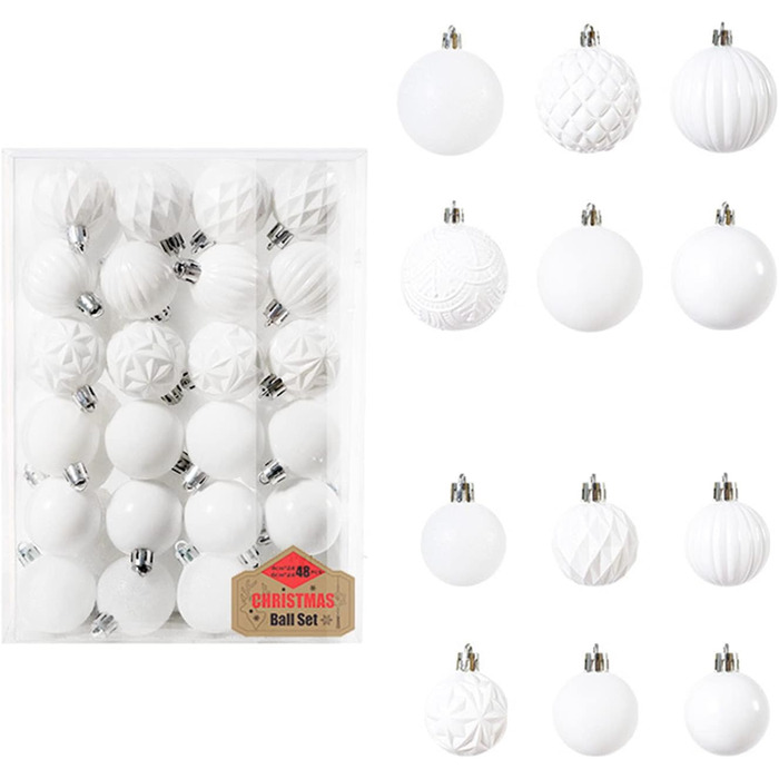 Різдвяні кульоки 48 шт білі BUBEFSKD