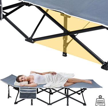 Розкладне похідне ліжко з сумкою для зберігання, транспортна сумка, до 250 кг, 190x62x38 см, кемпінговий шезлонг для дорослих, сад, кемпінг, подорожі, на природі, в приміщенні