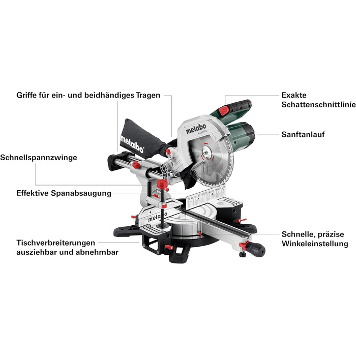 Набір торцювальних пилок Metabo KGS 254 M - 613254900 - з лінією Precision Cut Line, 2-м твердосплавним пиляльним полотном 254 мм