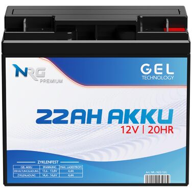 Свинцево-кислотний гелевий акумулятор NRG 12V 22Ah, професійний, циклічний, герметичний, замінює LC-RD1217P LC-X1220P 20Ah 21Ah 18Ah 19Ah