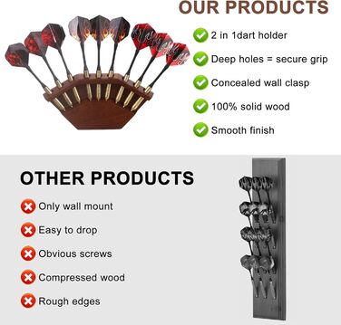 Дерев&39яний тримач для дротиків 2-в-1 та настінне кріплення Високоякісний тримач для дротиків Презентаційна стійка для дротиків Преміальний аксесуар для дротиків, колір горіхового дерева