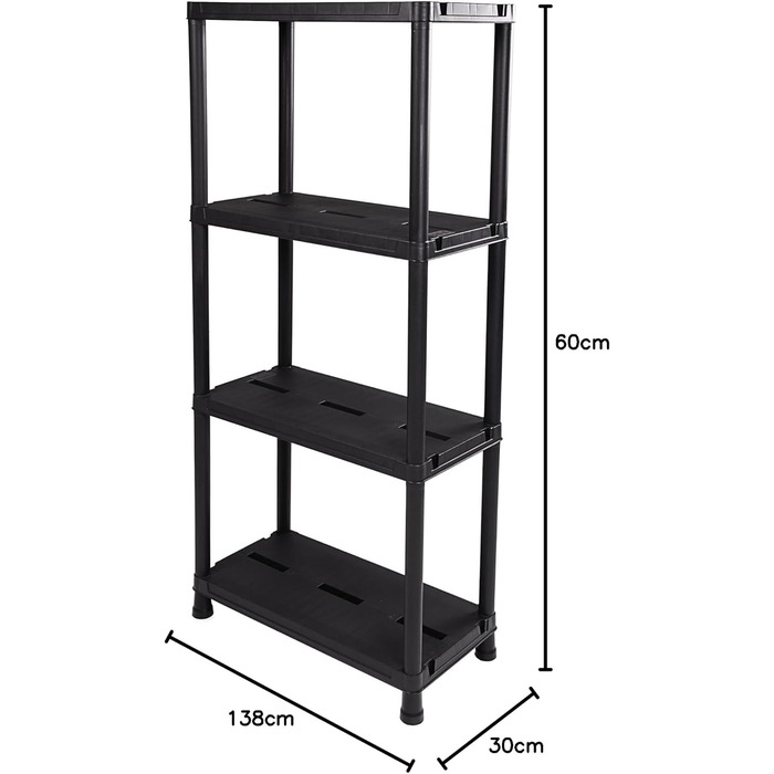 Стелаж Ondis24, полиця для зберігання, 60 x 30 x 131 (В) см, 12-дюймовий вставний стелаж, пластик, антрацит, максимальне навантаження 80 кг - подвійна упаковка 60 x 30 x 138 см