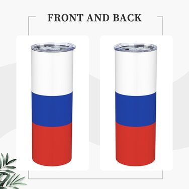 Кухоль з прямою трубочкою, дизайн російський прапор, друкований, дорожній кухоль, підходить для кемпінгу, офісу та дому, 590 мл