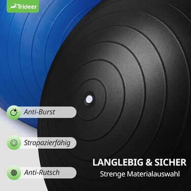 Товстий м'яч для вправ Trideer, м'яч Pezzi, м'яч для пілатесу проти розриву, 45-85 см Сидячий м'яч Офіс для рівноваги, йога як фітнес Дрібне обладнання та балансирне крісло в тренажерному залі Домашній офіс L (58-65см) чорний