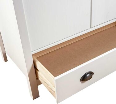 Шафа з масиву сосни з 3 дверима та 2 шухлядами, дерев&39яна шафа, шафа для спальні, 127x50x170 см, біла